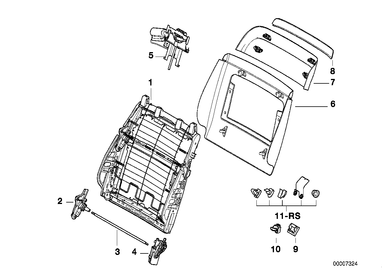 BMW 52108186639 Backrest Frame