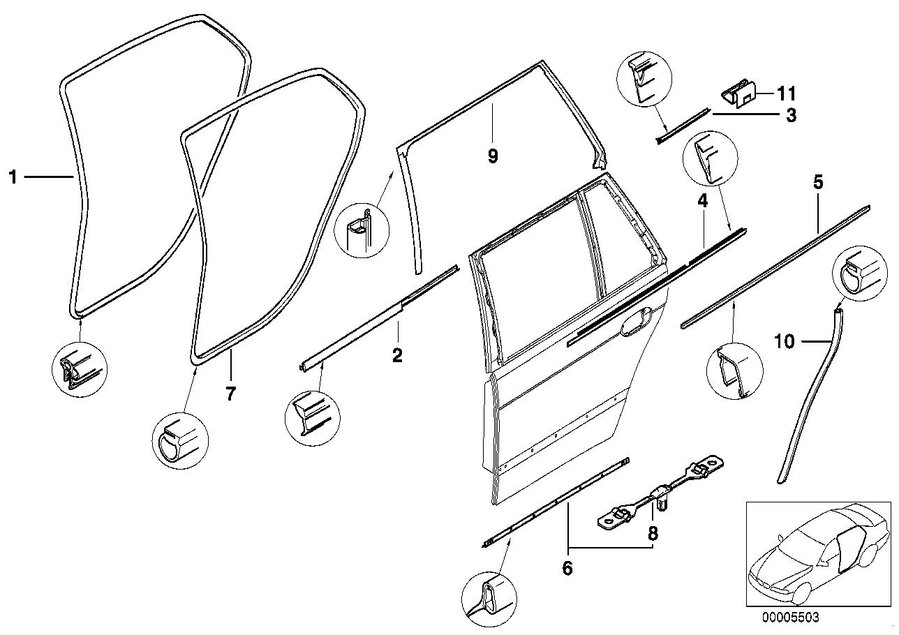 BMW 51228203898 Chest Strip, Interior Right Rear