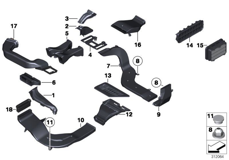 BMW 64229177841 Trim, Air Duct, Rear Cabin, Left