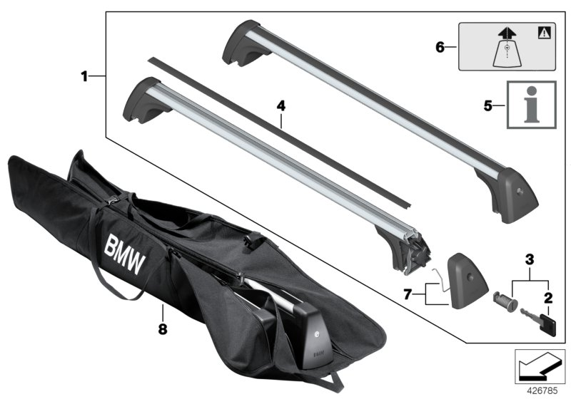 BMW 82712349202 Set, Position Sticker, Rail Support