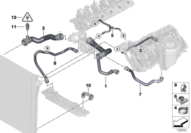 2008 BMW X5 Cooling System - Water Hoses Diagram