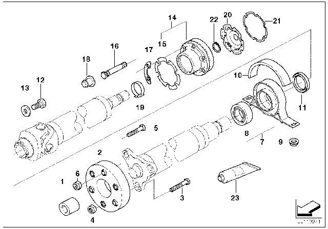 2003 BMW M3 Drive Shaft-Center Bearing-Constant Velocity Joint Diagram