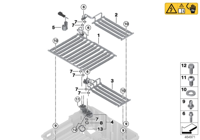 2016 BMW 330e Upper High Voltage Battery Radiator Diagram for 61278632541