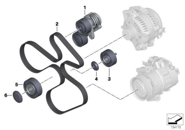 2008 BMW 335i Belt Drive-Alternator / AC / Power Steering Diagram