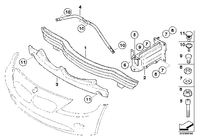 2003 BMW Z4 Support, Front Diagram
