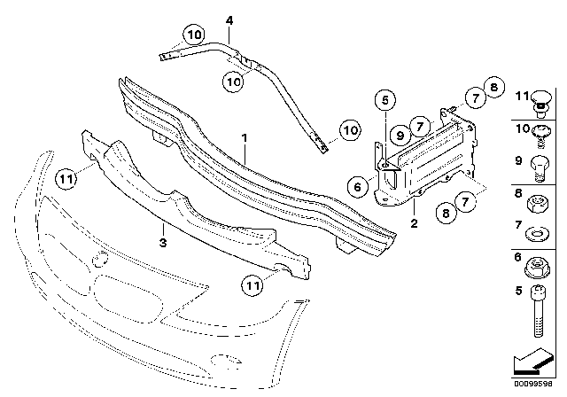 2007 BMW Z4 Deformation Element Right Diagram for 51717165518