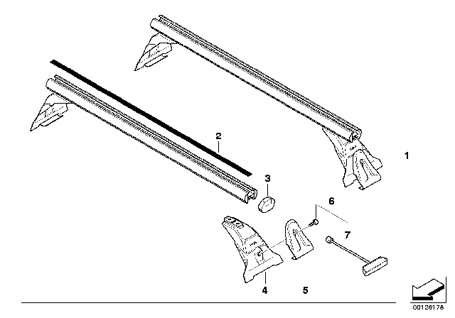 1996 BMW 750iL Roof Rack Diagram 1