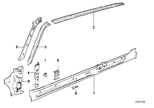 1986 BMW 524td Single Components For Body-Side Frame Diagram