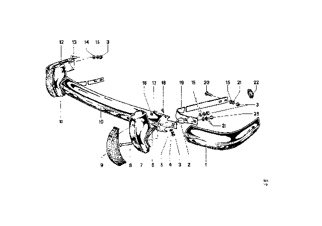 1969 BMW 2000 Bumper Over-Rider Diagram for 51115670102