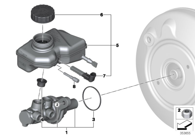 2020 BMW 228i xDrive Gran Coupe Brake Master Cylinder Diagram for 34336868997