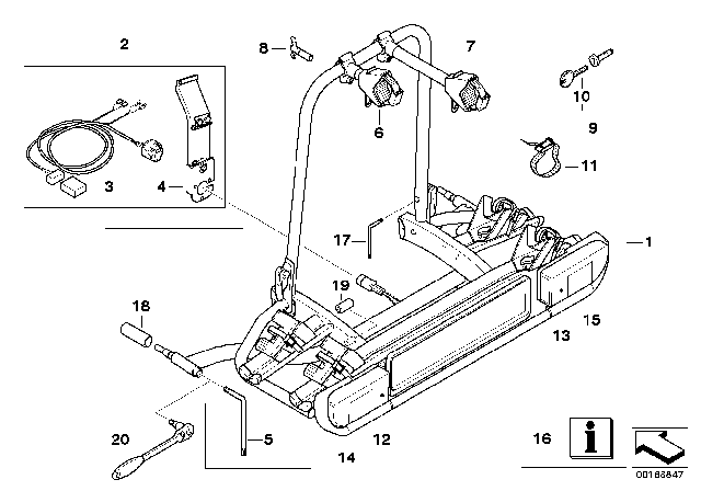 2008 BMW X5 Screw - In Rear Rack ECE Diagram