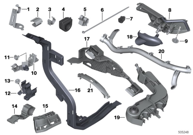 2014 BMW 328d xDrive Cable Harness Fixings Diagram