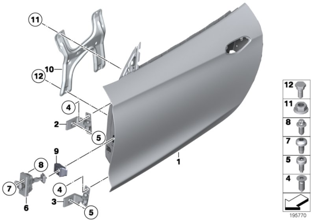 2012 BMW Z4 Front Door - Hinge / Door Brake Diagram