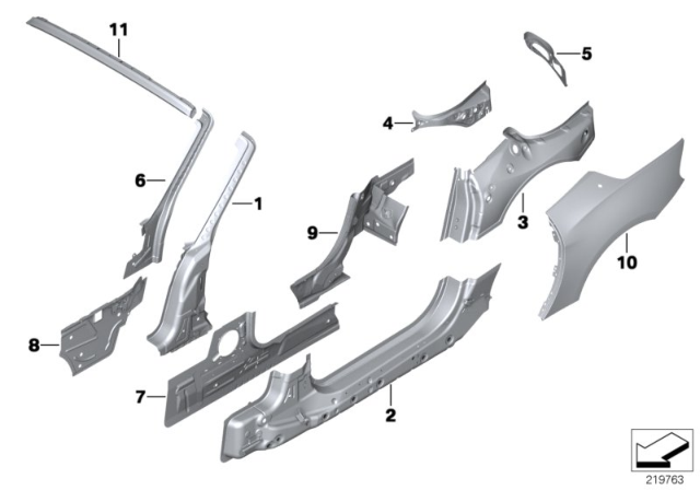 2011 BMW Z4 Right Rear Side Member Diagram for 41007225024