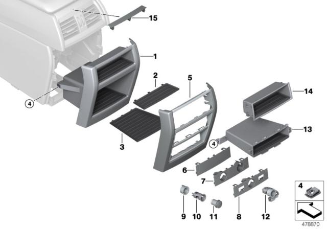 2015 BMW X5 Mounting Parts, Centre Console, Rear Diagram