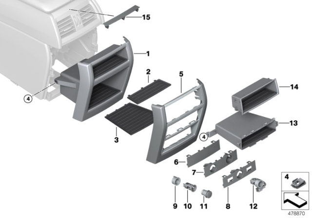 2017 BMW X6 Mounting Parts, Centre Console, Rear Diagram