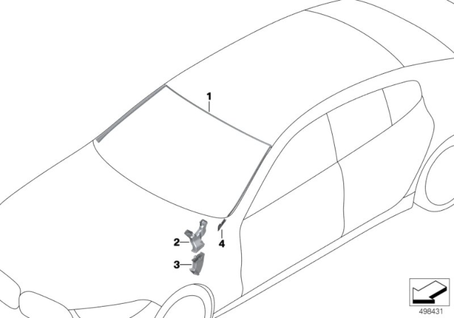 2020 BMW 840i Gran Coupe Glazing, Mounting Parts Diagram