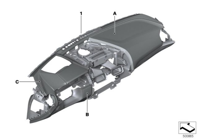 2019 BMW M850i xDrive Individual Option Instrument Panel Full Leather Diagram