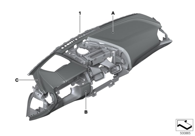 2020 BMW 840i xDrive Gran Coupe Individual Option Instrument Panel Full Leather Diagram