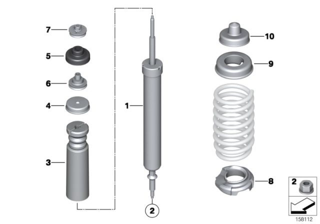 2009 BMW 328i Rear Spring Strut Mounting Parts Diagram