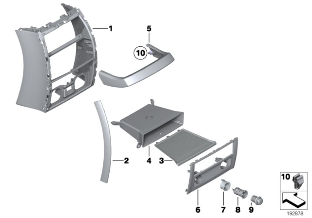 2010 BMW 550i GT xDrive Mounting Parts, Centre Console, Rear Diagram