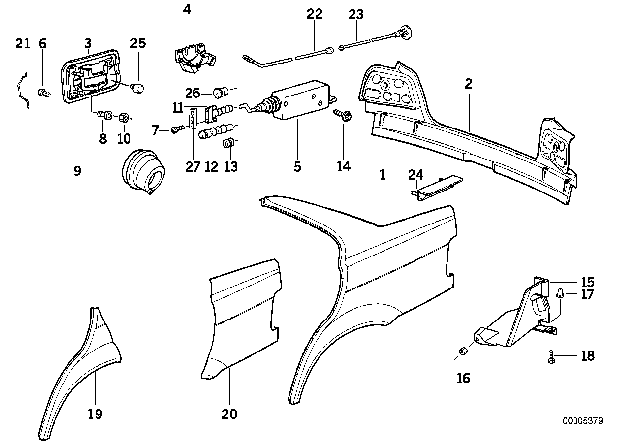 1994 BMW 325i Right Rear Side Panel Diagram for 41351977178