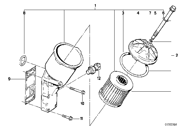 1992 BMW 318i Oil Filter With Plastic Cover Diagram for 11421715878