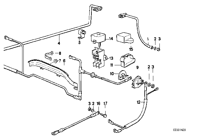 1993 BMW 750iL Cable Starter Diagram for 12421714295