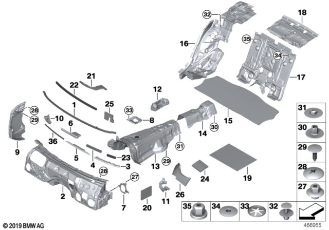 2019 BMW 750i Sound Insulation For Upper Partit.Trunk Diagram for 51487343478