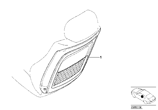 2005 BMW 325Ci Retrofit, Net Bag At Seat Backrest Diagram