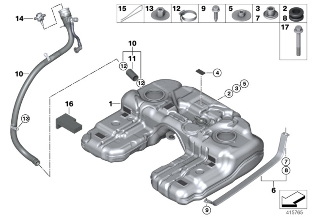 2015 BMW X5 Fuel Tank Mounting Parts Diagram