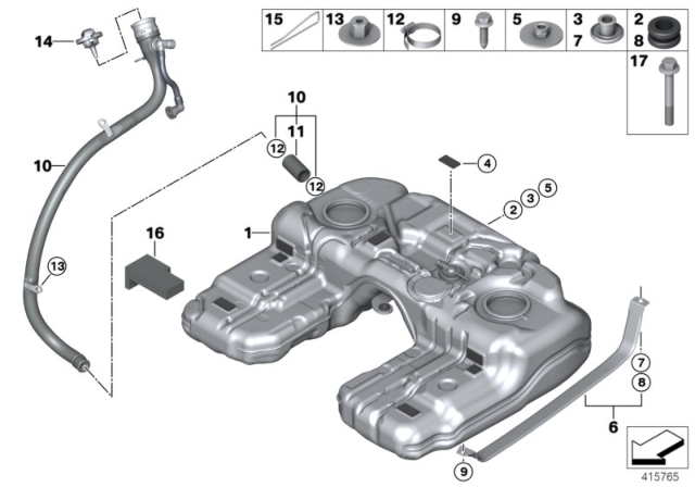 2008 BMW X5 Fuel Tank Mounting Parts Diagram