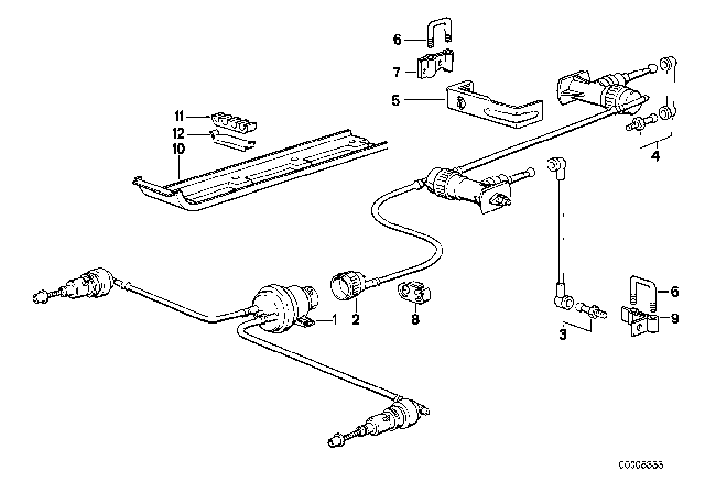 1989 BMW 735iL Headlight - Headlight Aim Control Diagram