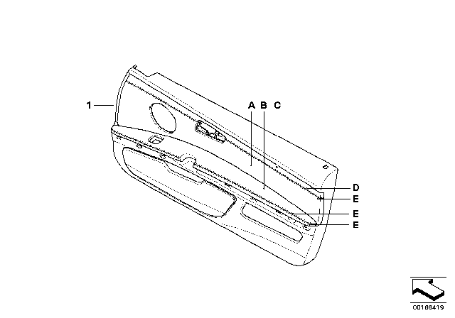 2011 BMW M3 Individual Door Trim Panel Diagram