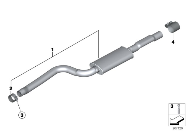 2016 BMW 528i xDrive Resonator Muffler Exhaust Diagram for 18307646909