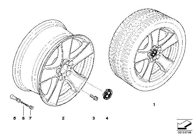 2013 BMW X5 BMW LA Wheel, Star Spoke Diagram 1