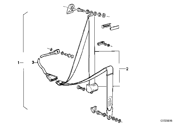 1977 BMW 530i Safety Belt Front Diagram