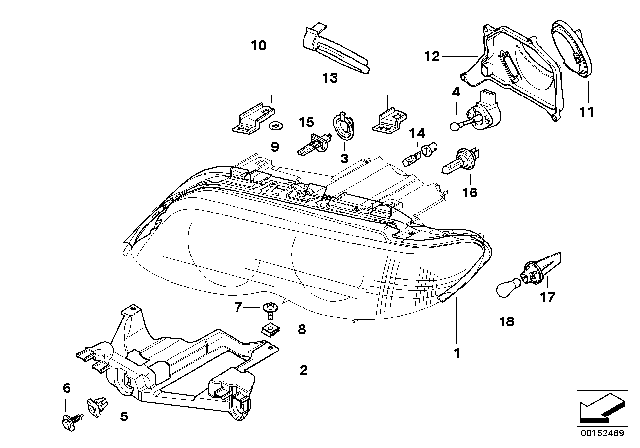 2001 BMW X5 Single Components For Headlight Diagram 2
