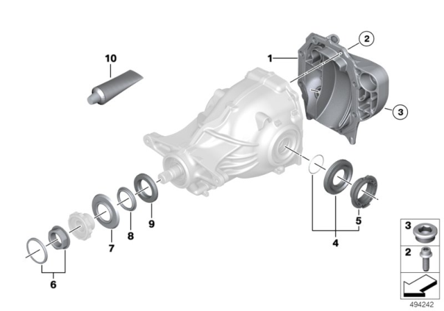 2016 BMW 750i Rear Axle Differential Separate Components Diagram
