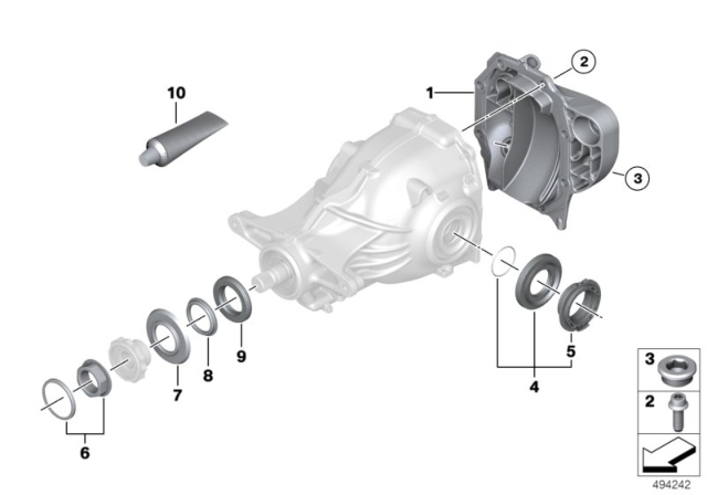 2017 BMW M760i xDrive Rear Axle Differential Separate Components Diagram