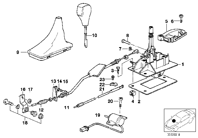 1995 BMW 840Ci Gear Shift Parts, Automatic Gearbox Diagram
