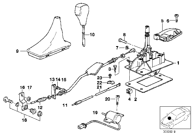 1994 BMW 840Ci Bowden Cable Diagram for 25161421433