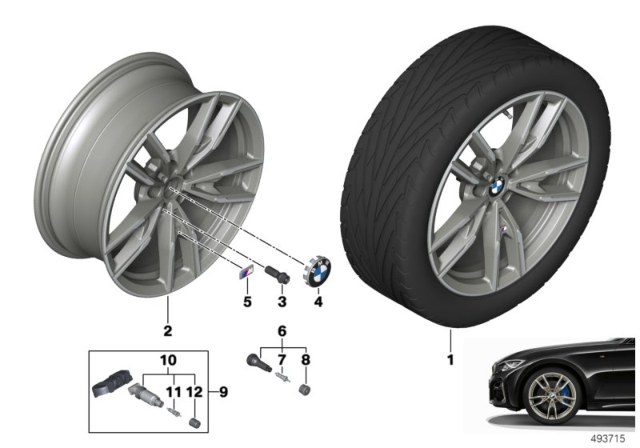 2020 BMW M340i xDrive BMW LM Rad Doppelspeiche Diagram 1