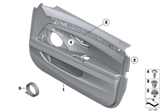 2012 BMW 550i Door Trim Panel Diagram