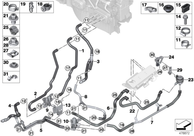 2018 BMW X5 Coolant Double Pipe Diagram for 64219171372