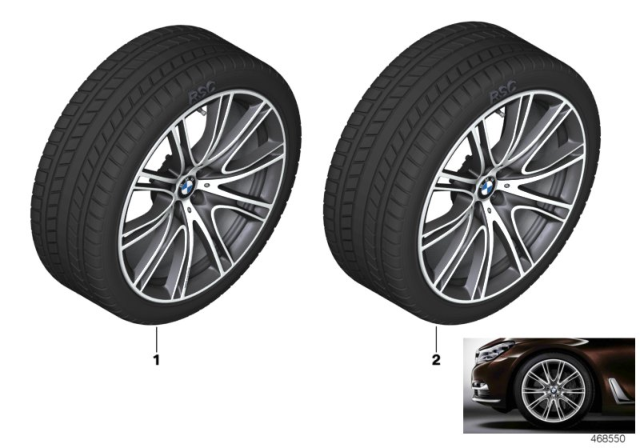 2018 BMW 740i Winter Wheel With Tire V-Spoke Diagram 1