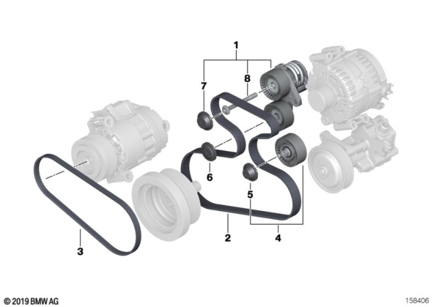 2010 BMW X5 Ribbed V-Belt Diagram for 11287557257