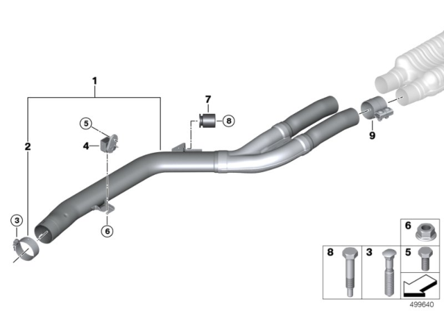 2020 BMW 840i xDrive Front Pipe Diagram