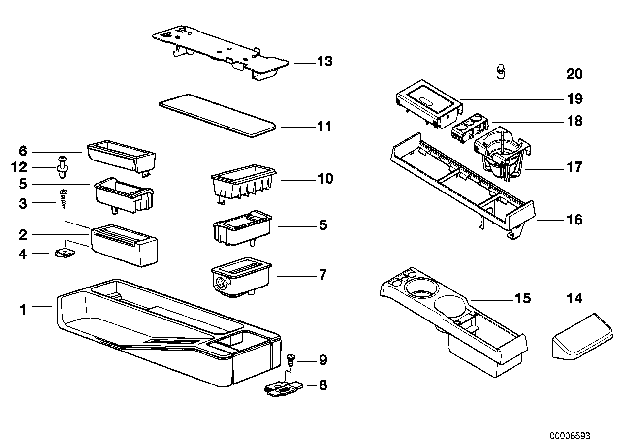 1999 BMW 318is Centre Console Diagram