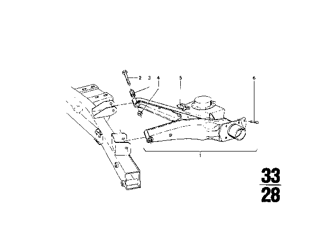 1969 BMW 2002 Rear Axle Support / Wheel Suspension Diagram